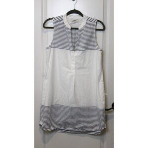 Madewell White and Navy Striped Sleeveless Shift Dress